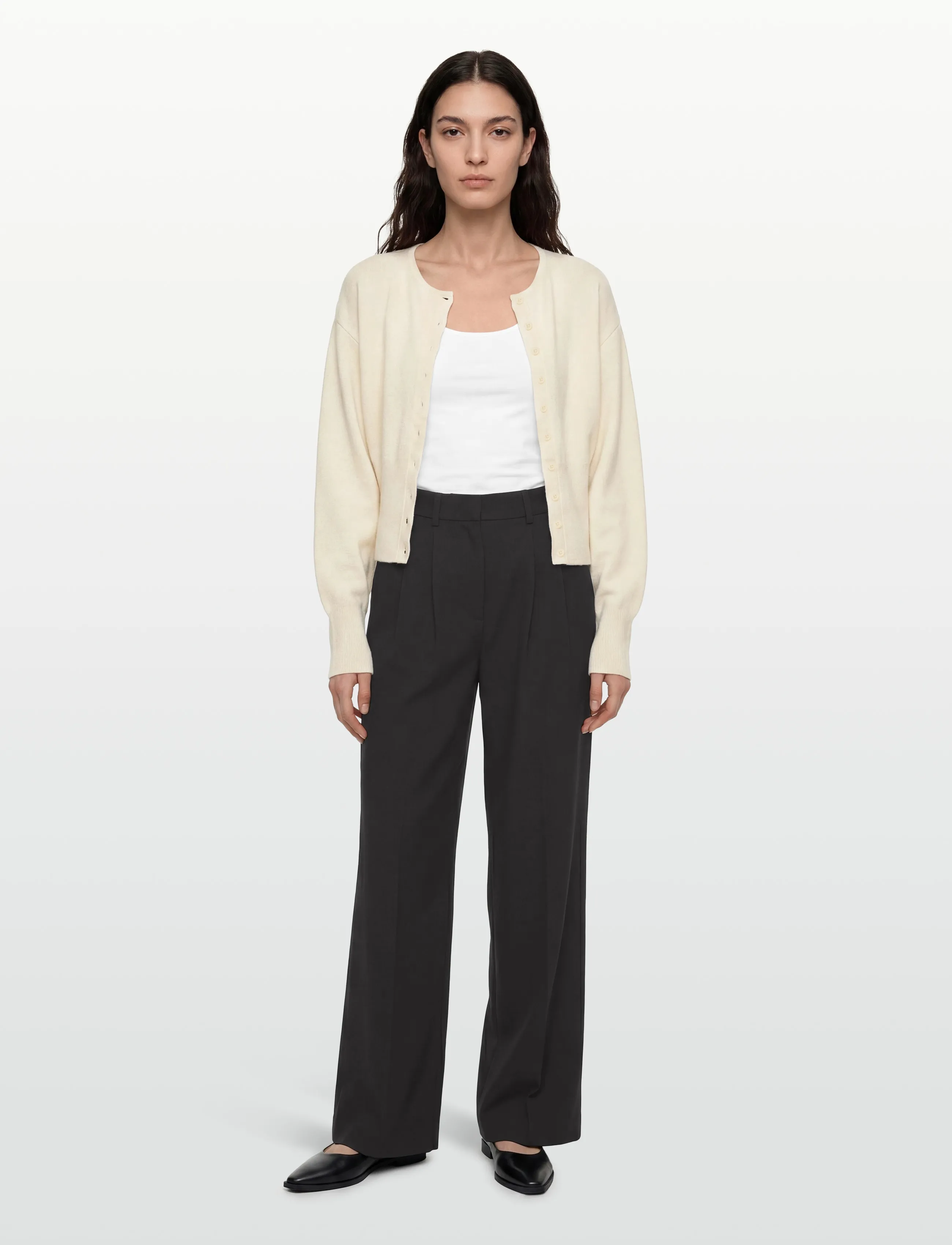 Gina Tricot Shaped Knitted Cardigan, L, Cream, Strik > Cardigans, Dame