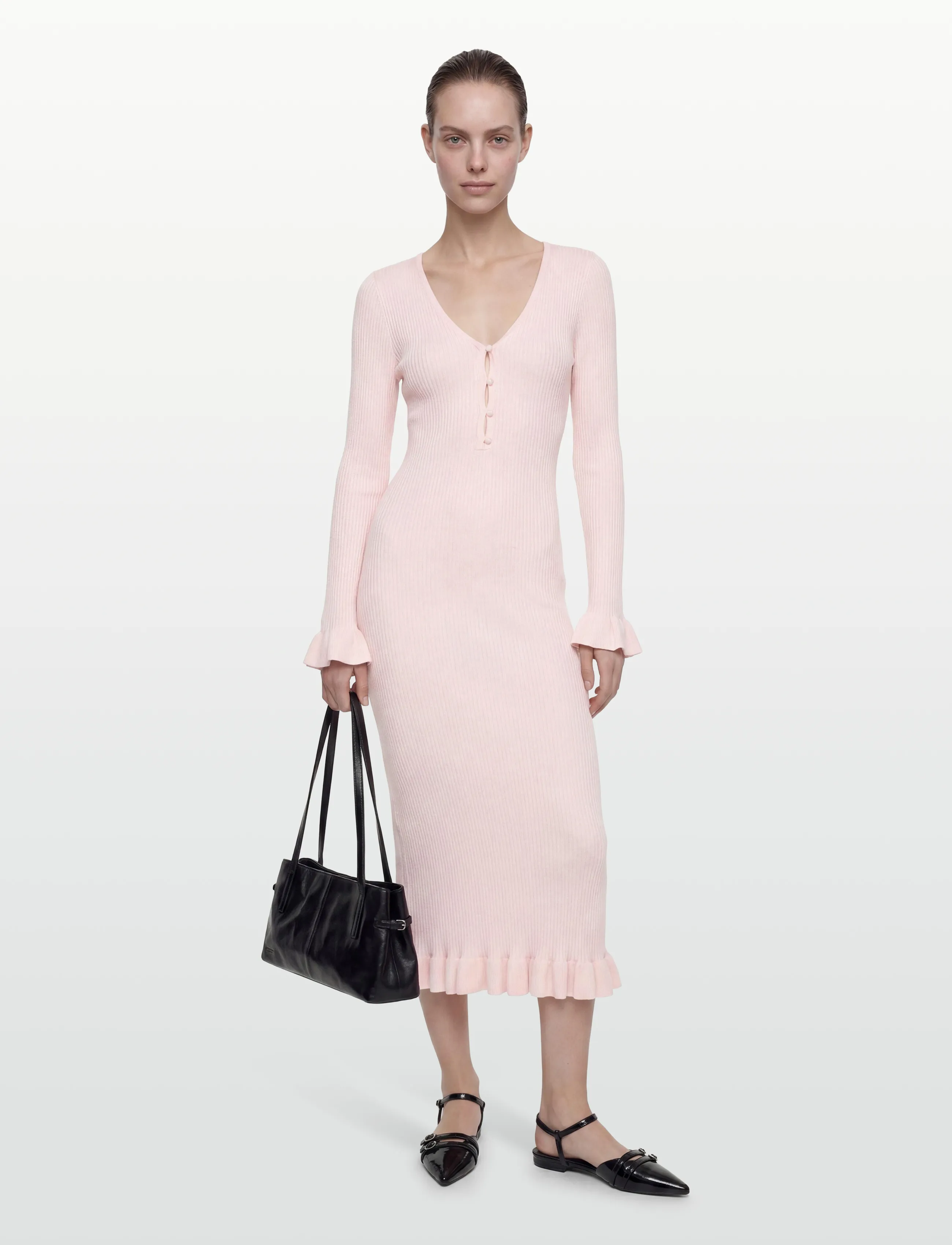 Gina Tricot Babylock Knitted Dress, XL, Dresses, Rosa - Knee-length & Midi, Frauen