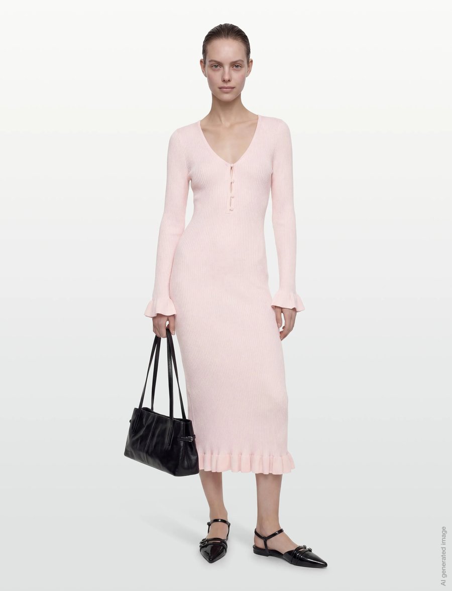 gina tricot pink dress Draped back maxi dress