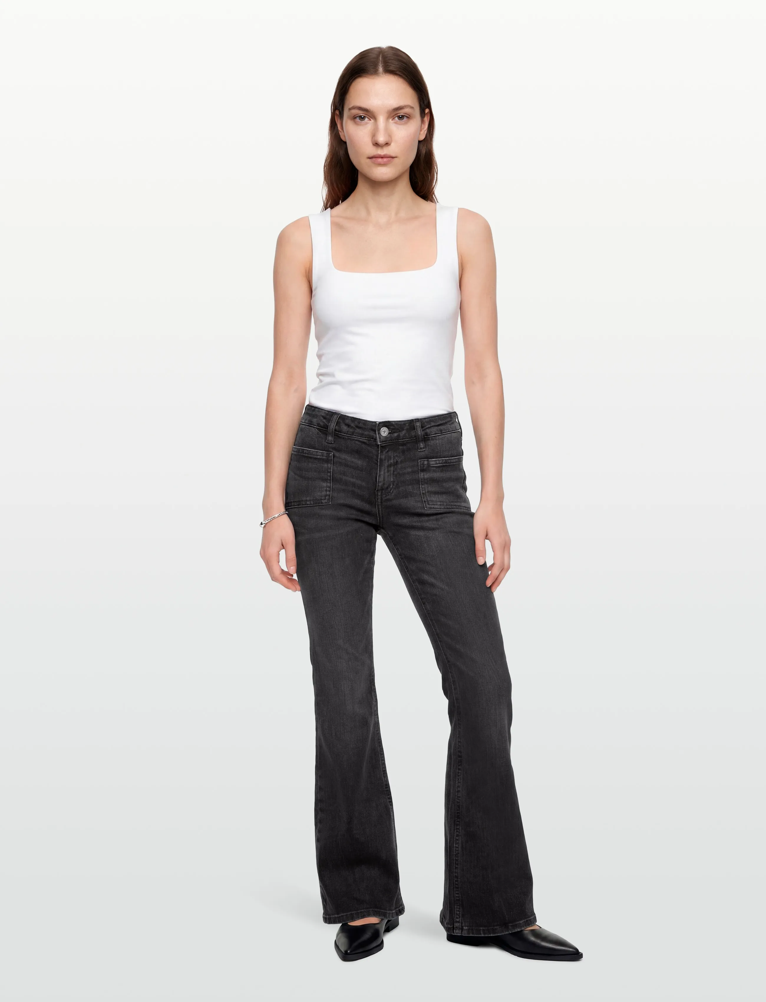 Gina Tricot Low Flare Jeans, 36, Grey, Jeans > Flares, Dame