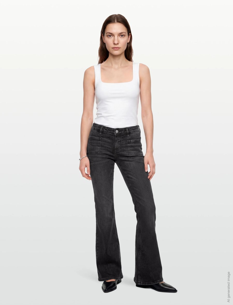 Gina Tricot - Low flare jeans - schlaghosen - offblack - 0
