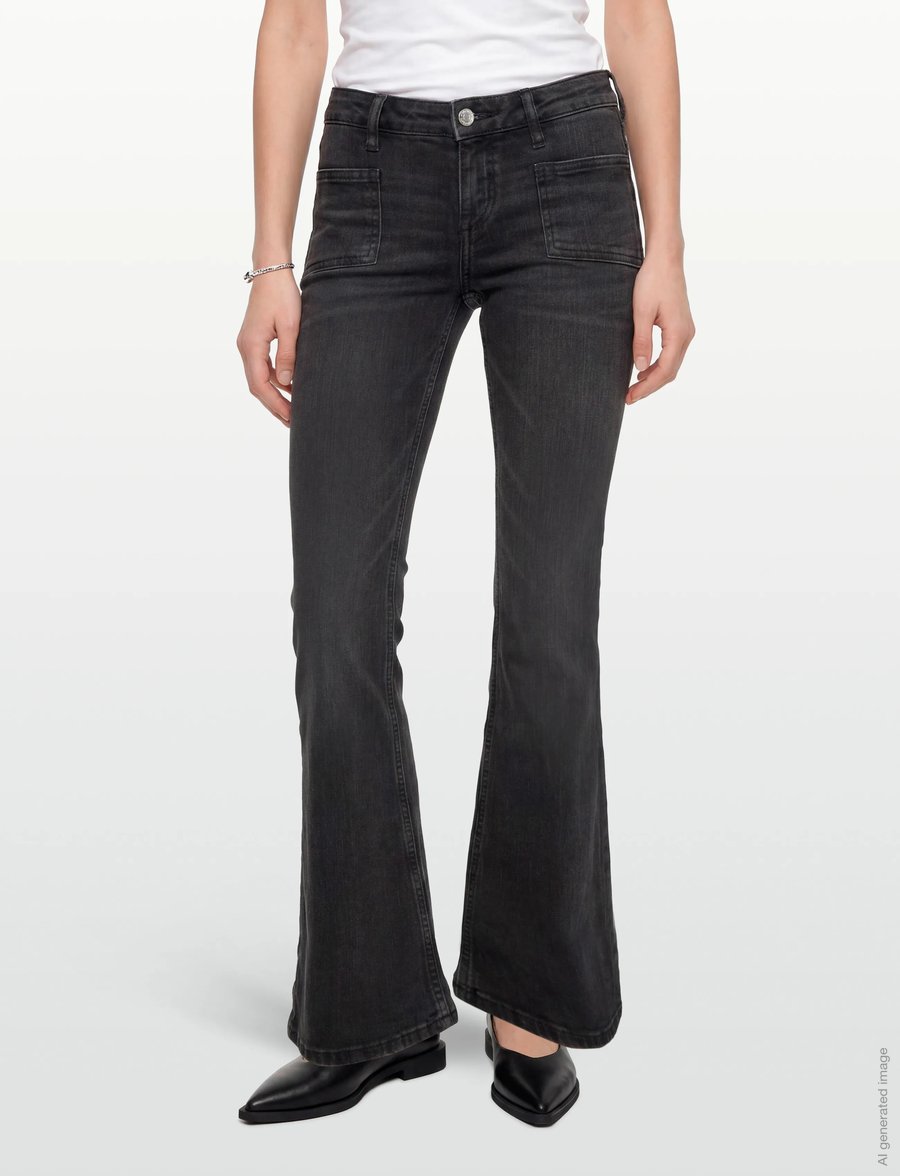Gina Tricot - Low flare jeans - schlaghosen - offblack - 3