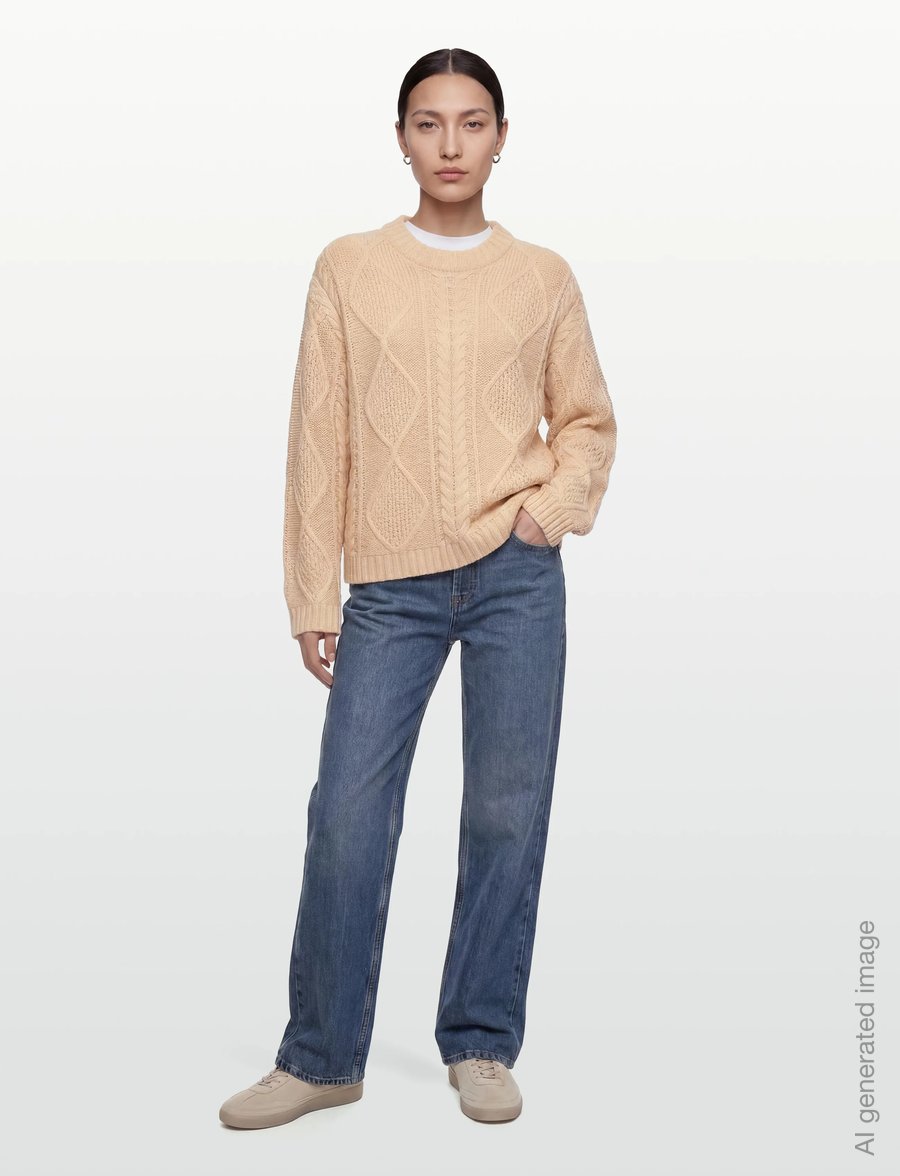 Gina Tricot - Knitted cable sweater - jumpers - almond milk (7059) - 0