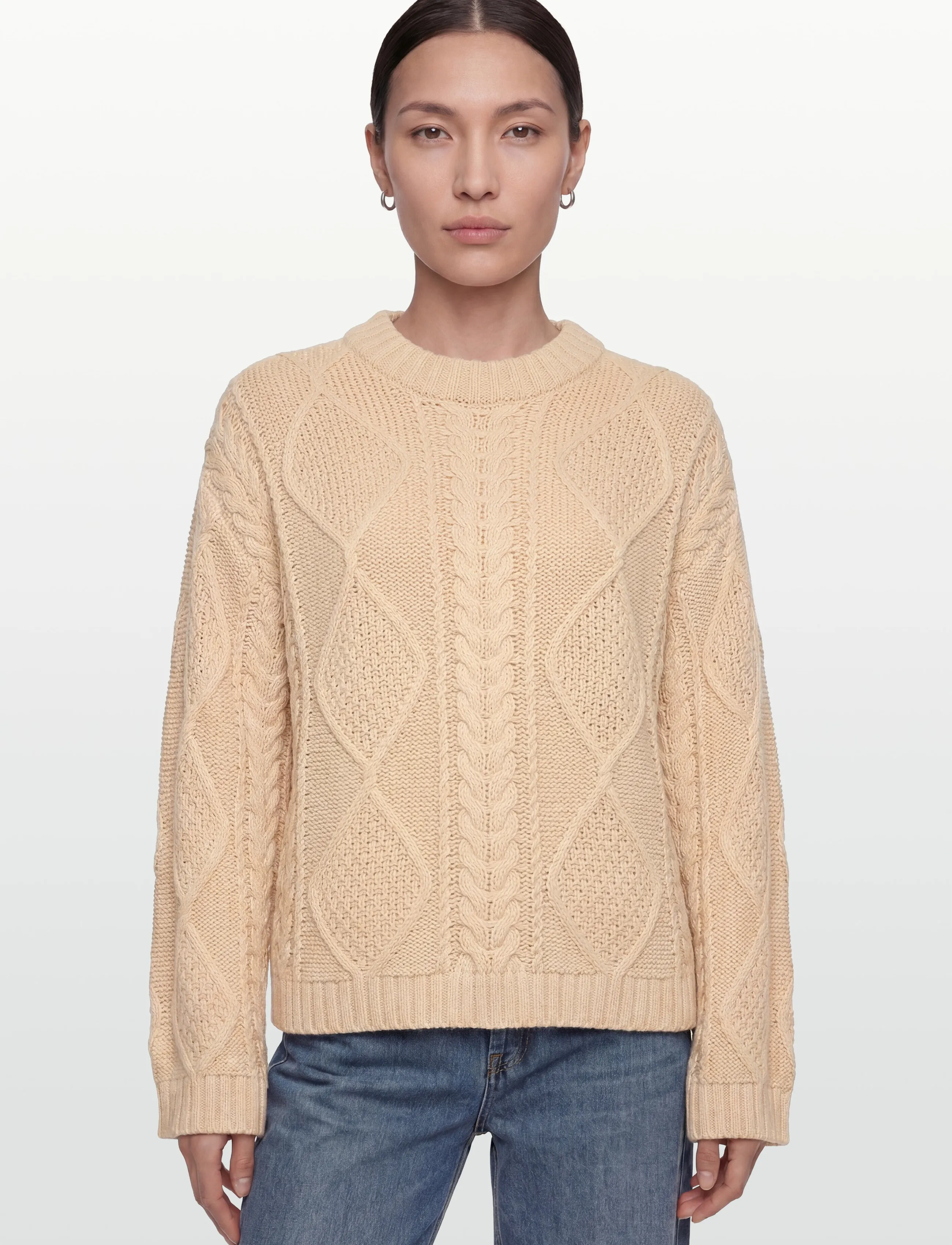 Gina Tricot - Knitted cable sweater - stickade tröjor - almond milk (7059) - 3