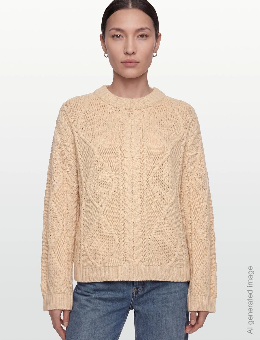 Gina Tricot - Knitted cable sweater - jumpers - almond milk (7059) - 3
