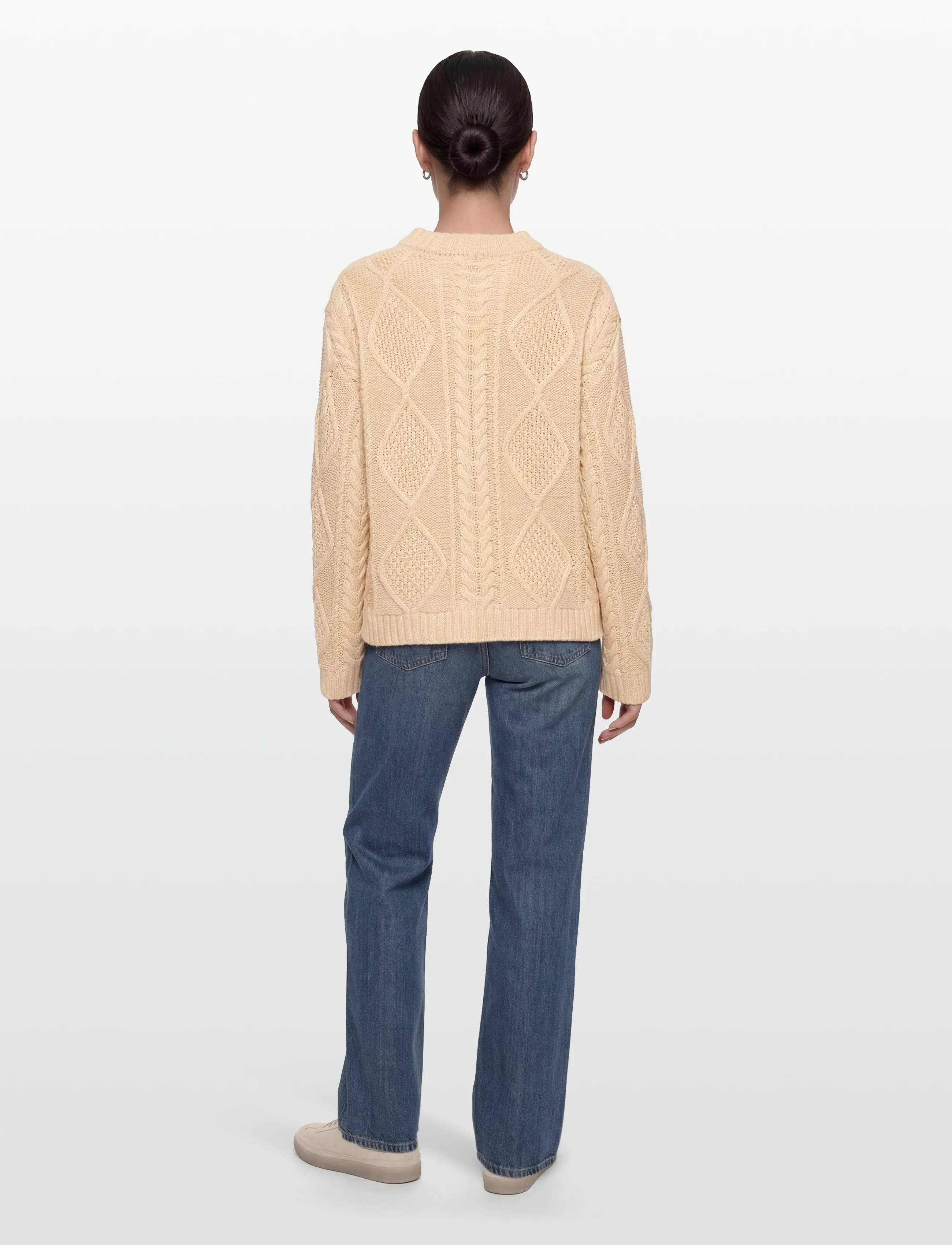 Gina Tricot - Knitted cable sweater - stickade tröjor - almond milk (7059) - 4