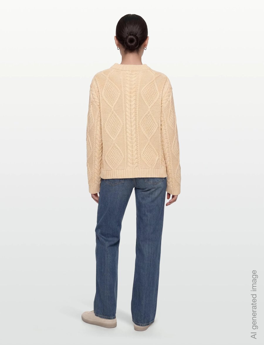 Gina Tricot - Knitted cable sweater - jumpers - almond milk (7059) - 4