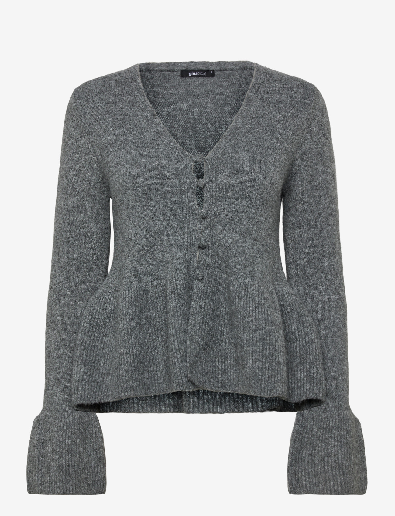 Gina Tricot - Knitted peplum cardigan - cardigans - mid grey mel (8022) - 0