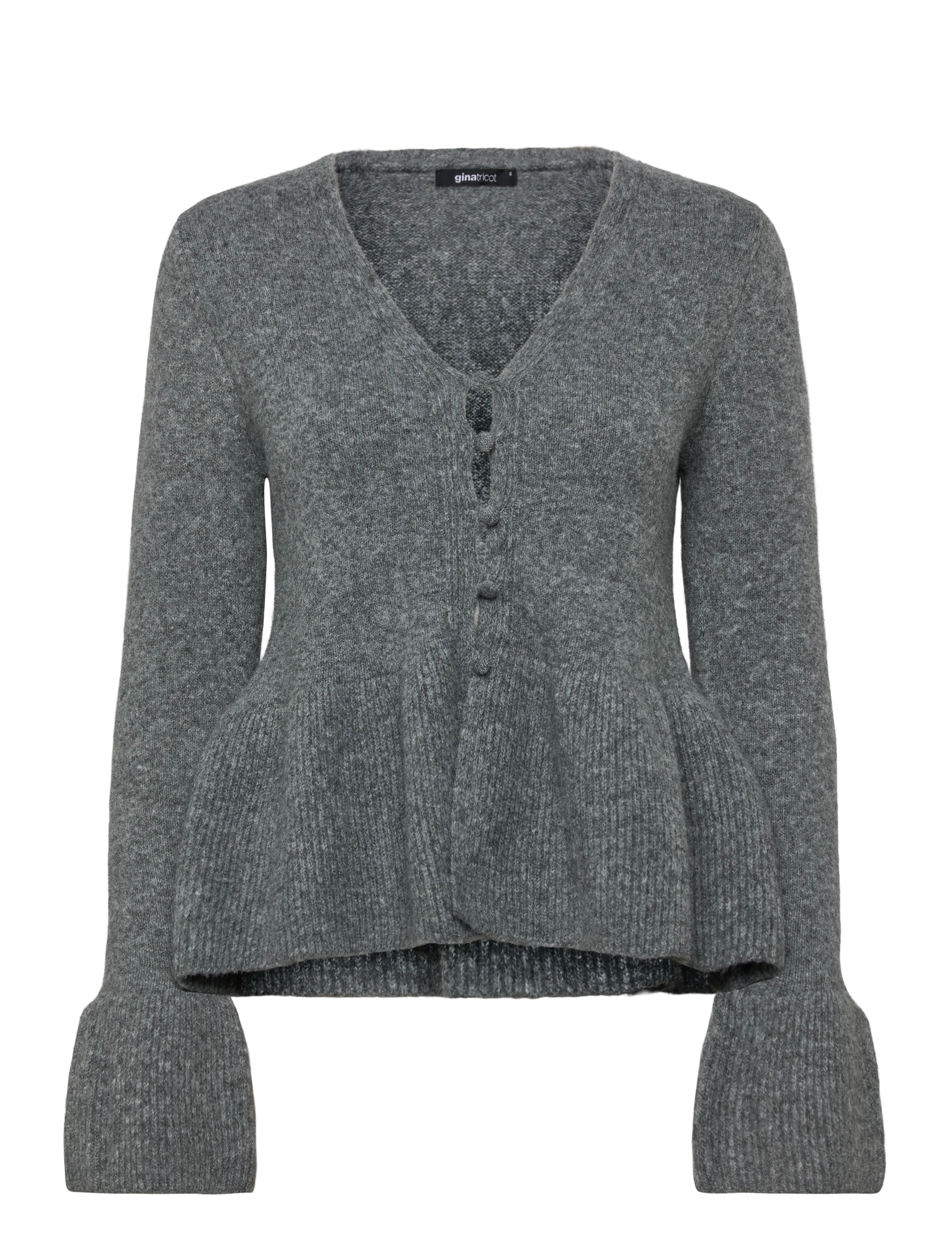 Gina Tricot Knitted peplum cardigan - Cardigans - MID GREY MEL (8022) / grey