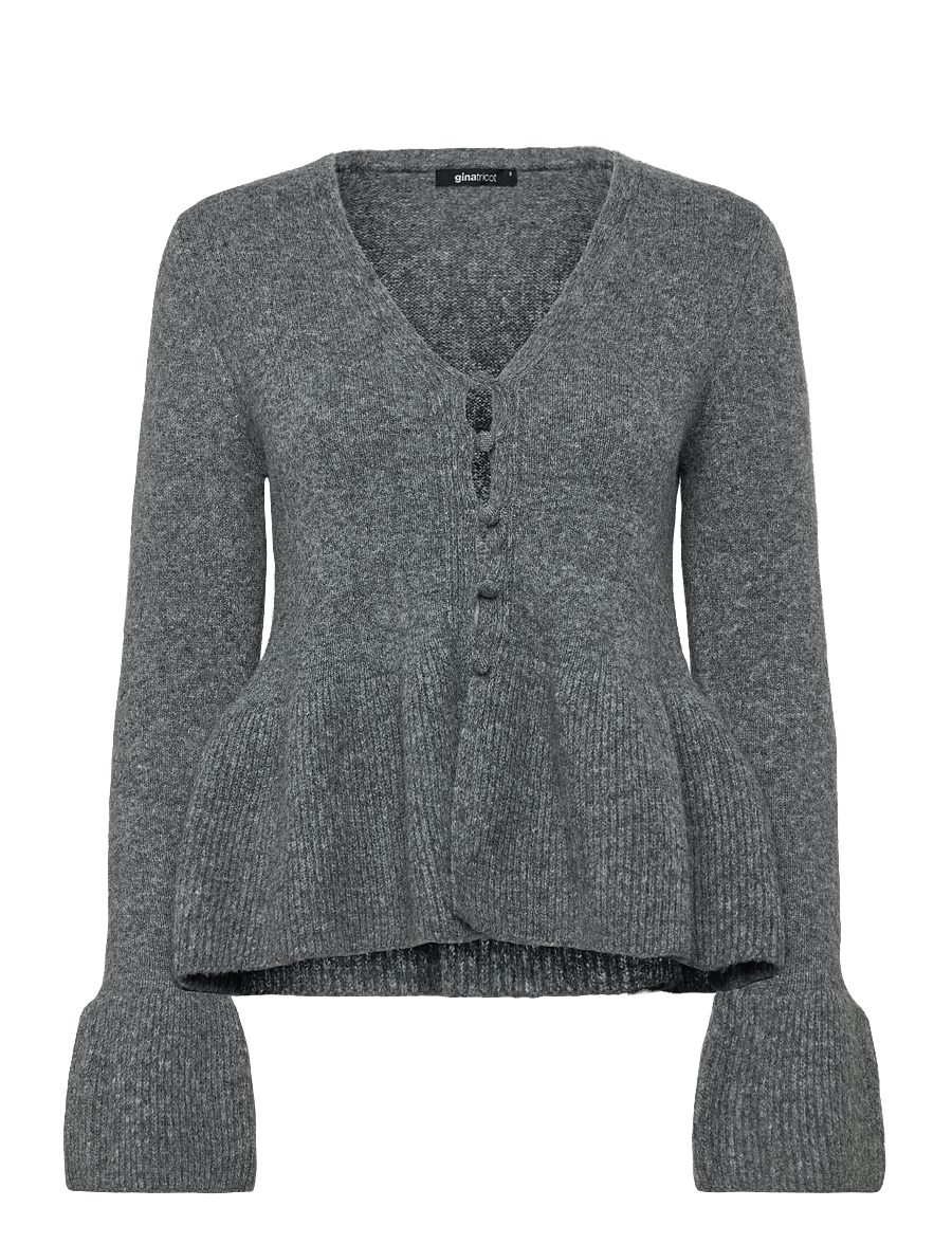 Gina Tricot - Knitted peplum cardigan - cardigans - mid grey mel (8022) - 1