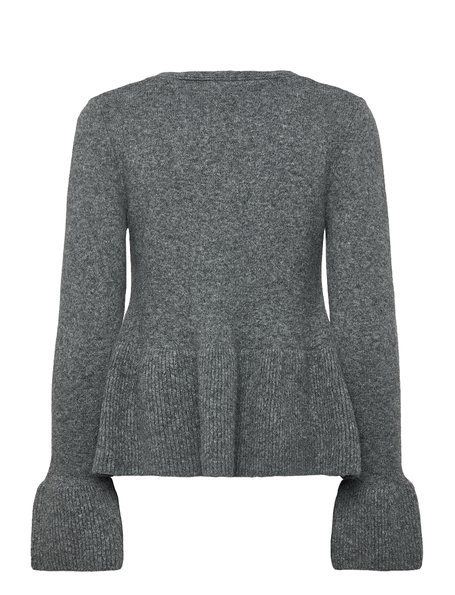 Gina Tricot - Knitted peplum cardigan - cardigans - mid grey mel (8022) - 2