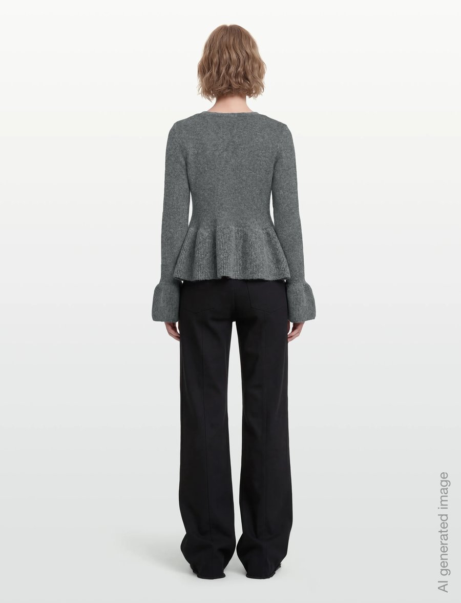 Gina Tricot - Knitted peplum cardigan - cardigans - mid grey mel (8022) - 4