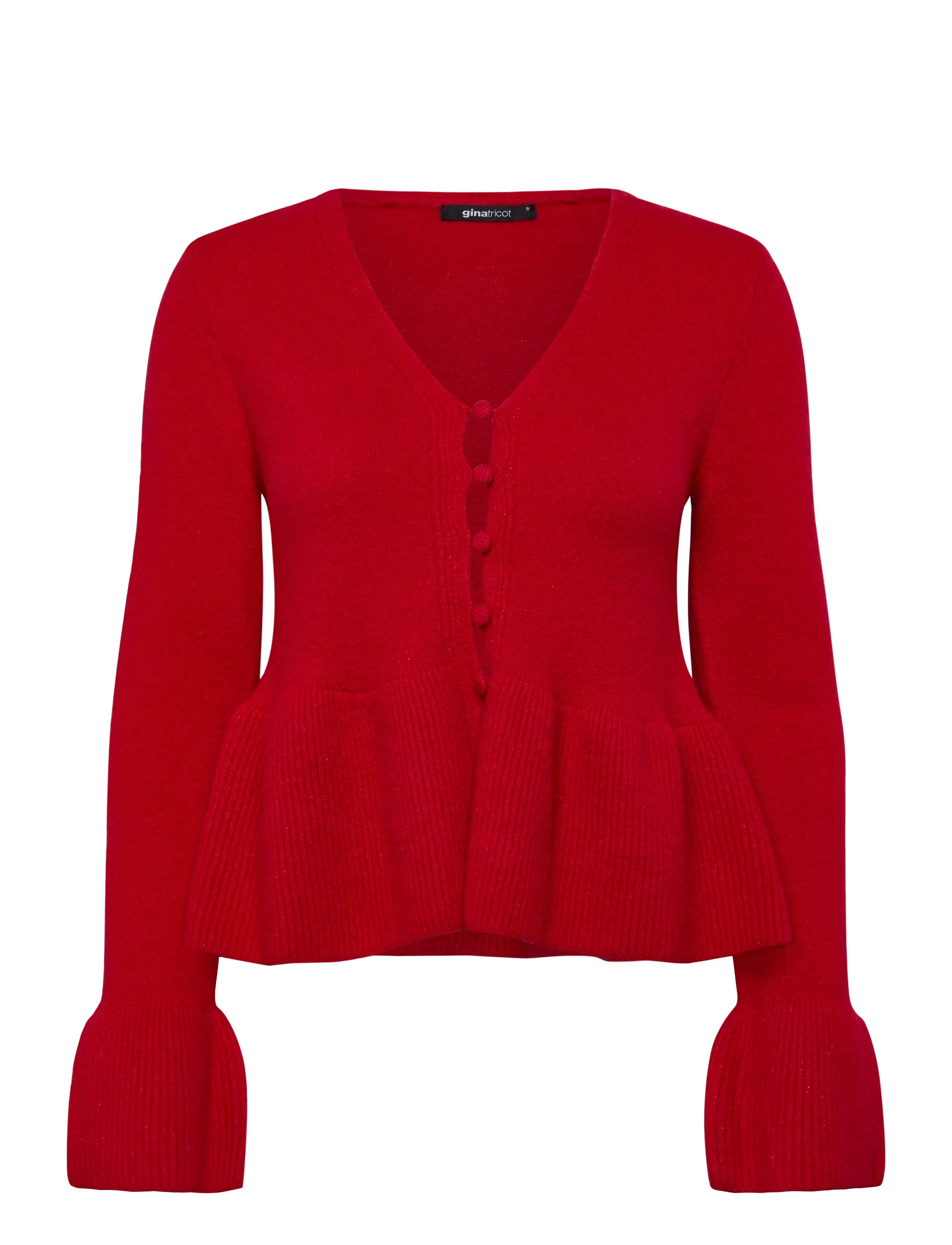 Gina Tricot Knitted Peplum Cardigan, Kvinder, Strikket Peplum Cardigan, Rød, Str: M