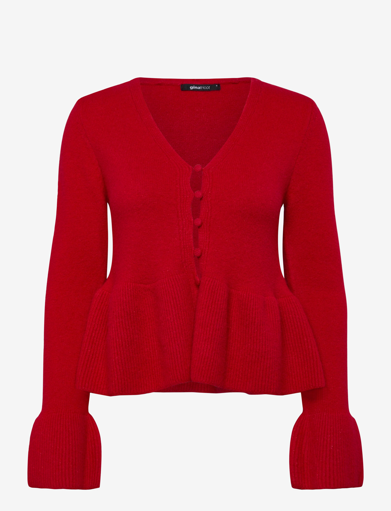 Gina Tricot - Knitted peplum cardigan - cardigans - red (3653) - 0