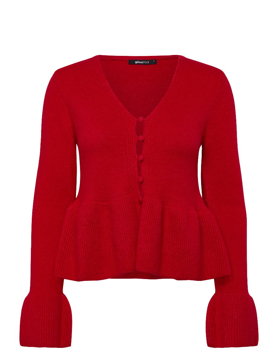 Gina Tricot - Knitted peplum cardigan - strickjacken - red (3653) - 0