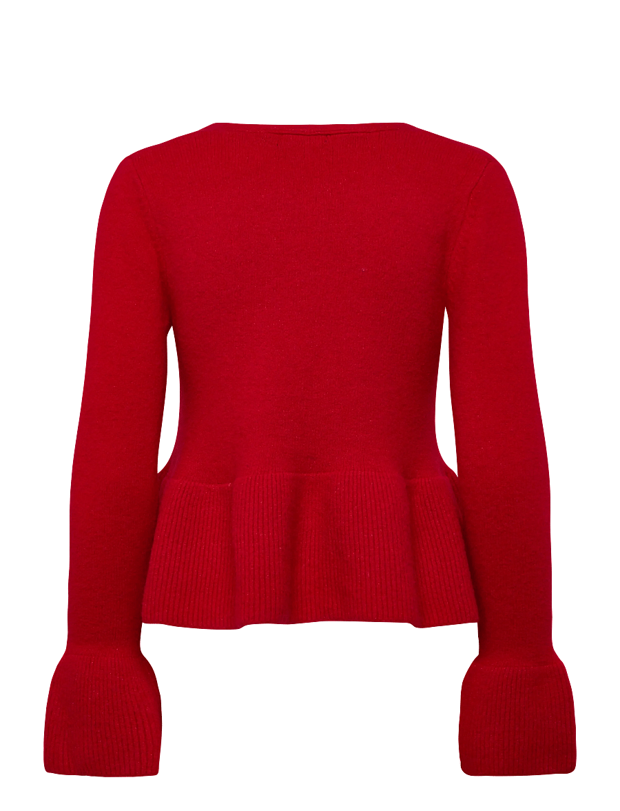 Gina Tricot - Knitted peplum cardigan - strickjacken - red (3653) - 1