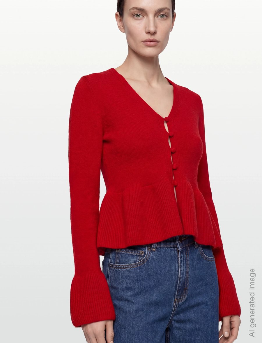 Gina Tricot - Knitted peplum cardigan - strickjacken - red (3653) - 2