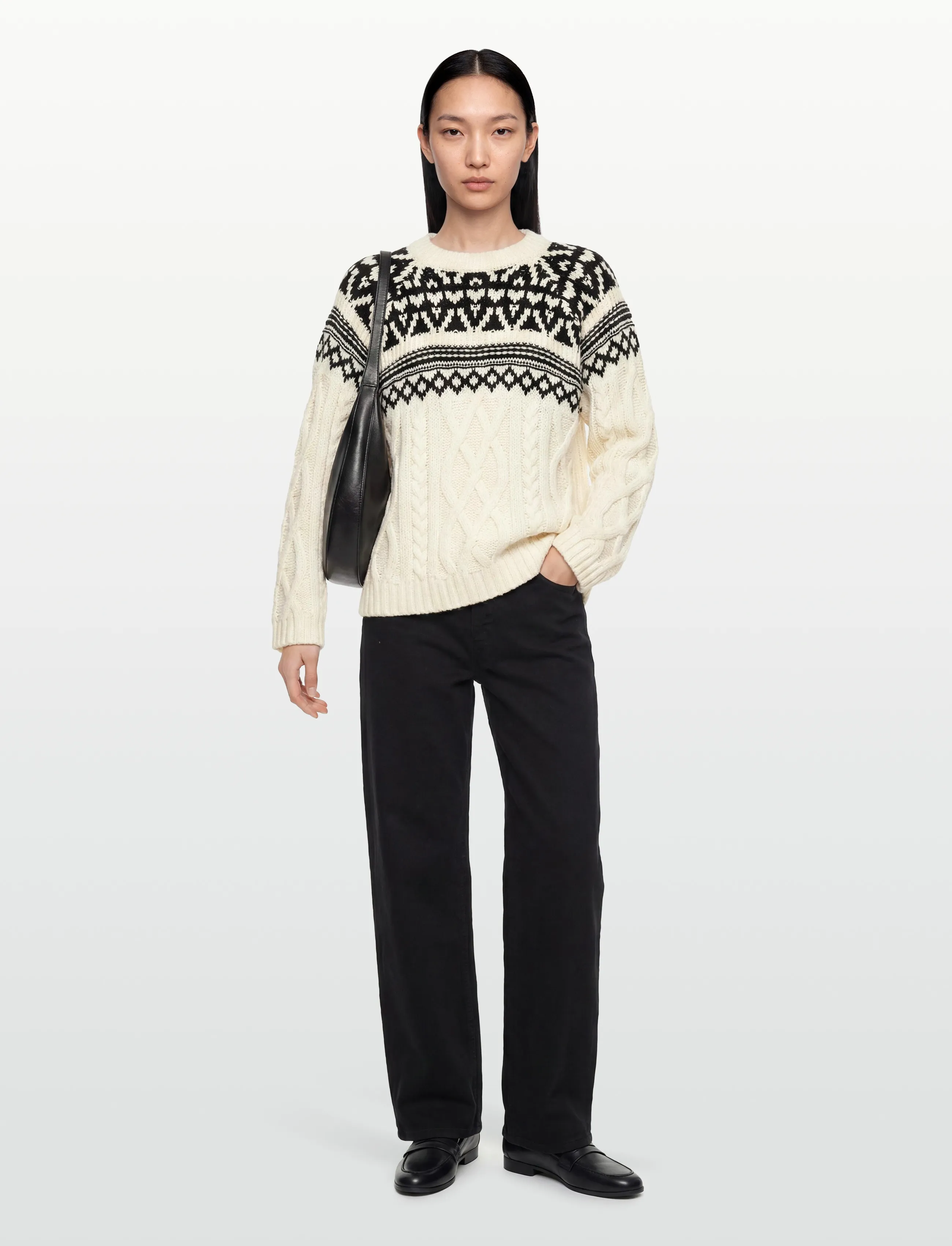 Gina Tricot Jacquard Knitted Sweater, XL, Knitwear, Schwarz - Jumpers, Frauen