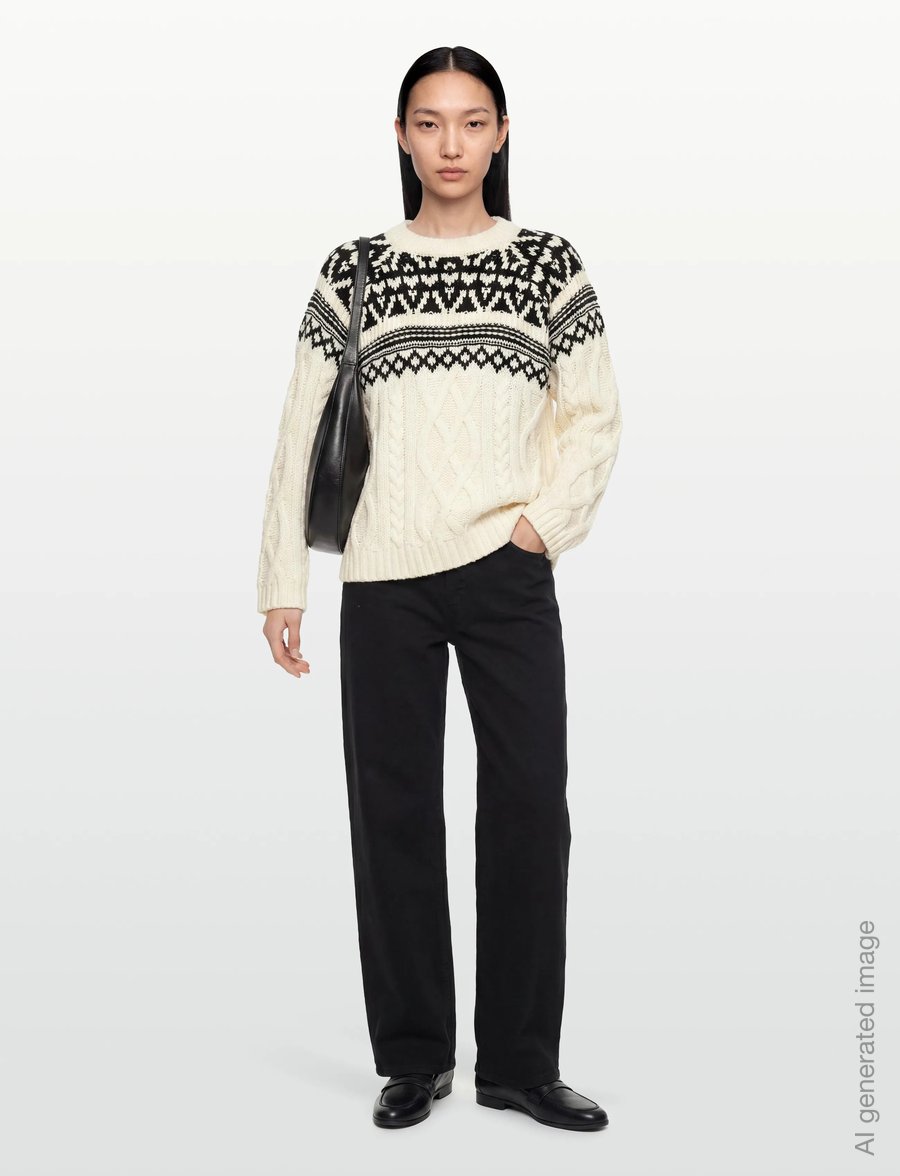 Gina Tricot - Jacquard knitted sweater - striktrøjer - cream (1047) - 0