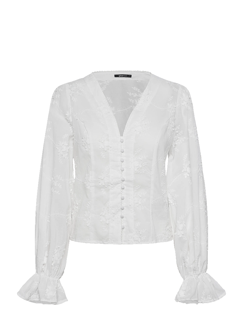 Gina Tricot - 3d flower top - langærmede bluser - offwhite - 0