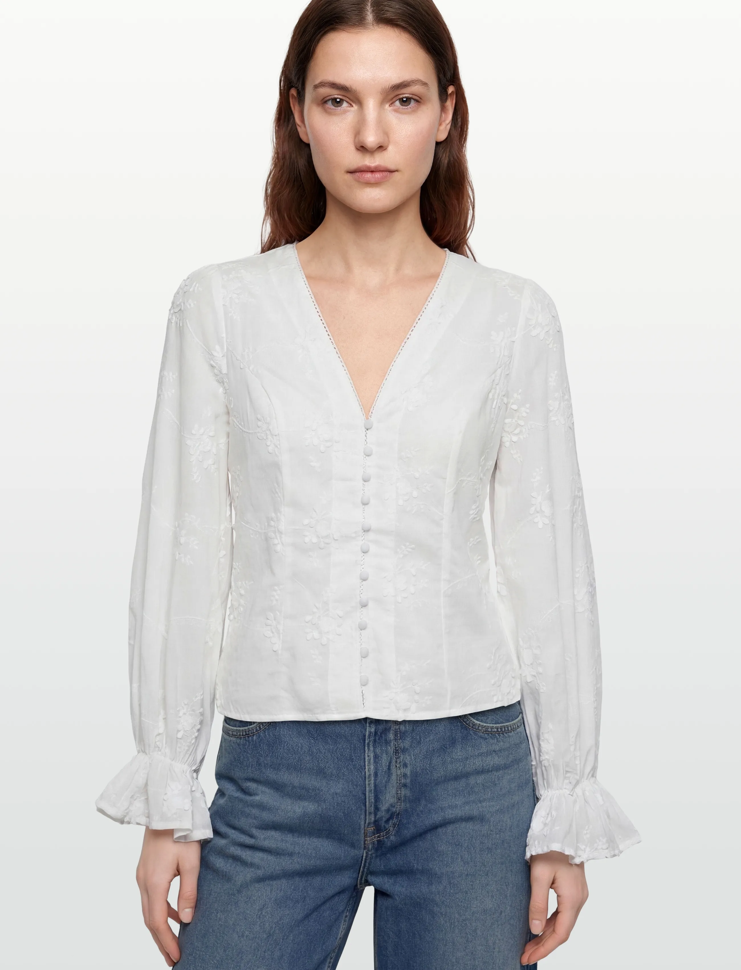 Gina Tricot - 3d flower top - pikkade varrukatega pluusid - offwhite - 3