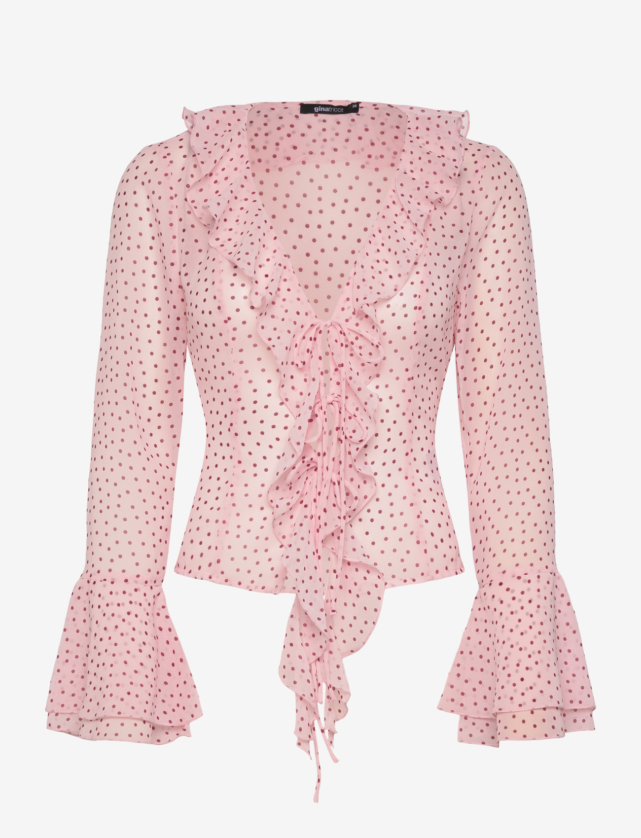 Gina Tricot - Frill blouse - långärmade blusar - dot aop (9508) - 0