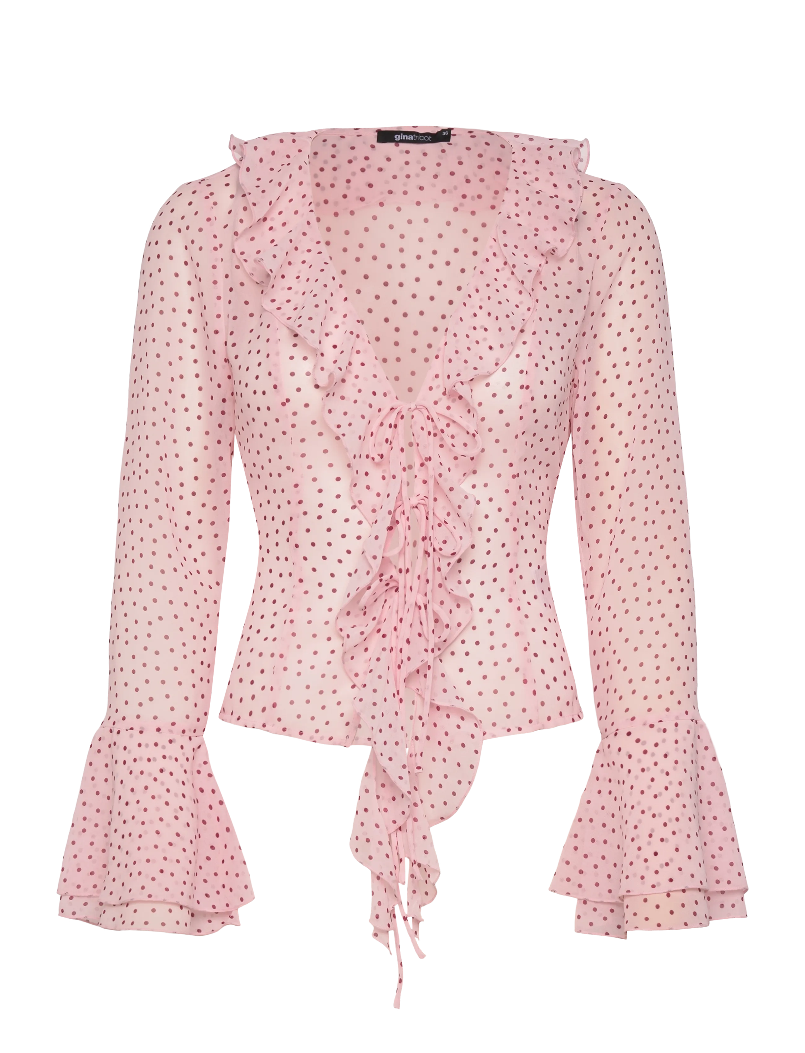 Gina Tricot Frill blouse - Bluser - DOT AOP (9508) / pink/rose
