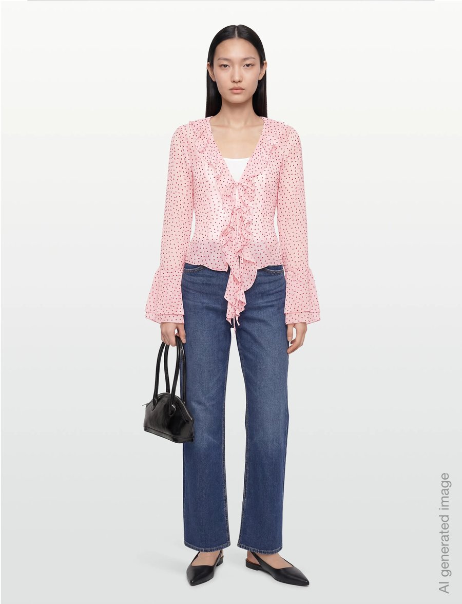 Gina Tricot - Frill blouse - pikkade varrukatega pluusid - dot aop (9508) - 0