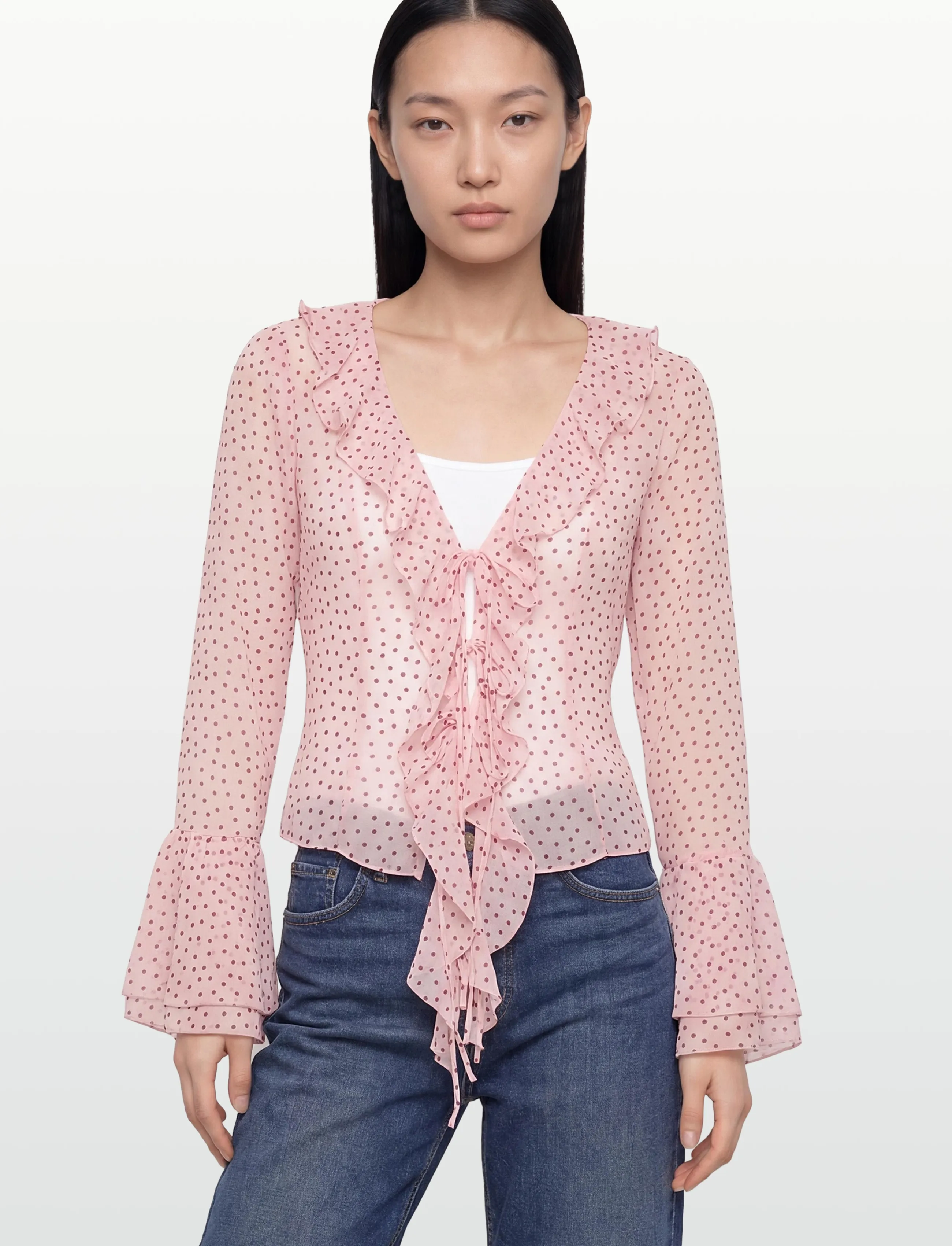 Gina Tricot - Frill blouse - pikkade varrukatega pluusid - dot aop (9508) - 3