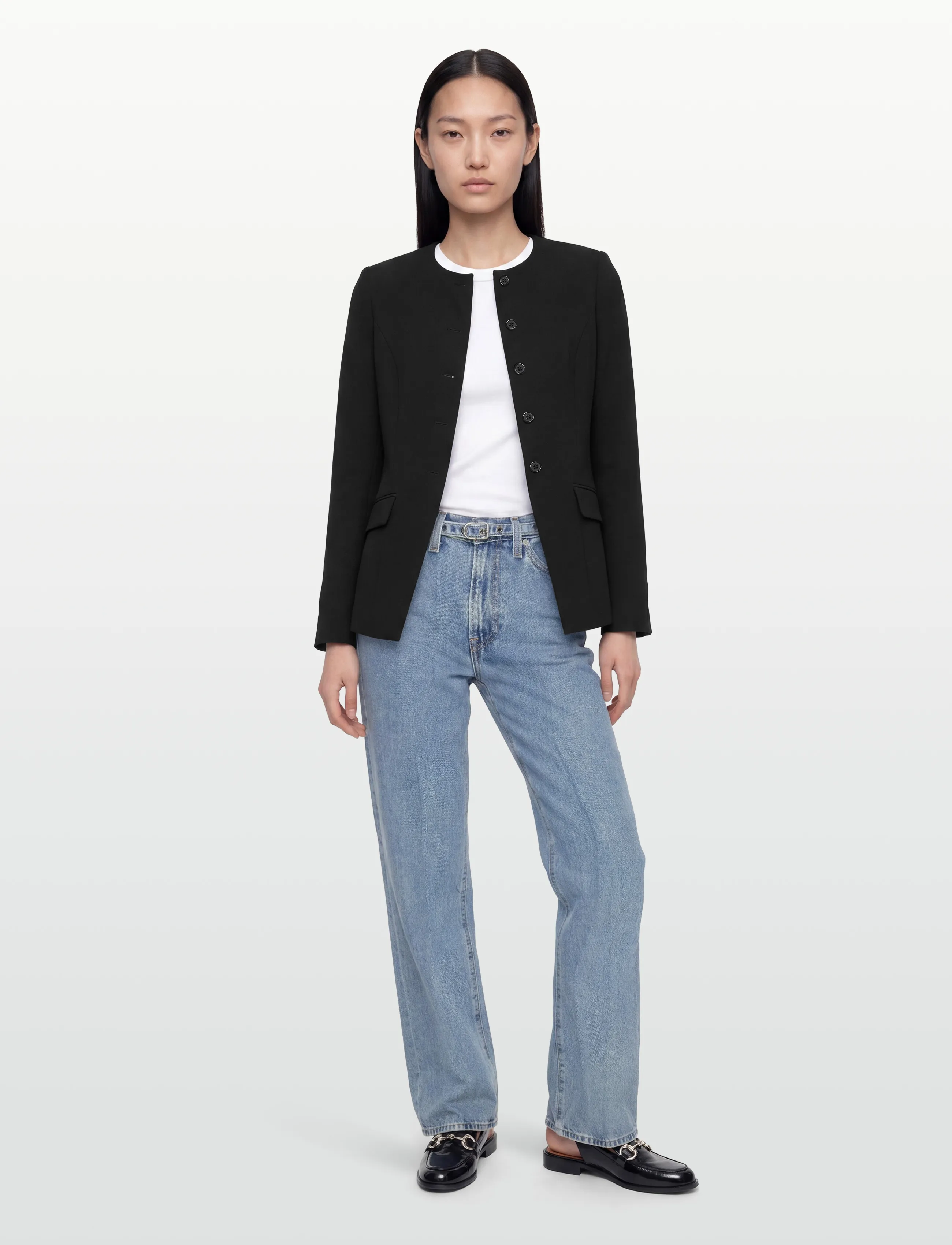 Gina Tricot - High neck shaped blazer - enkeltradede blazere - black (9000) - 0