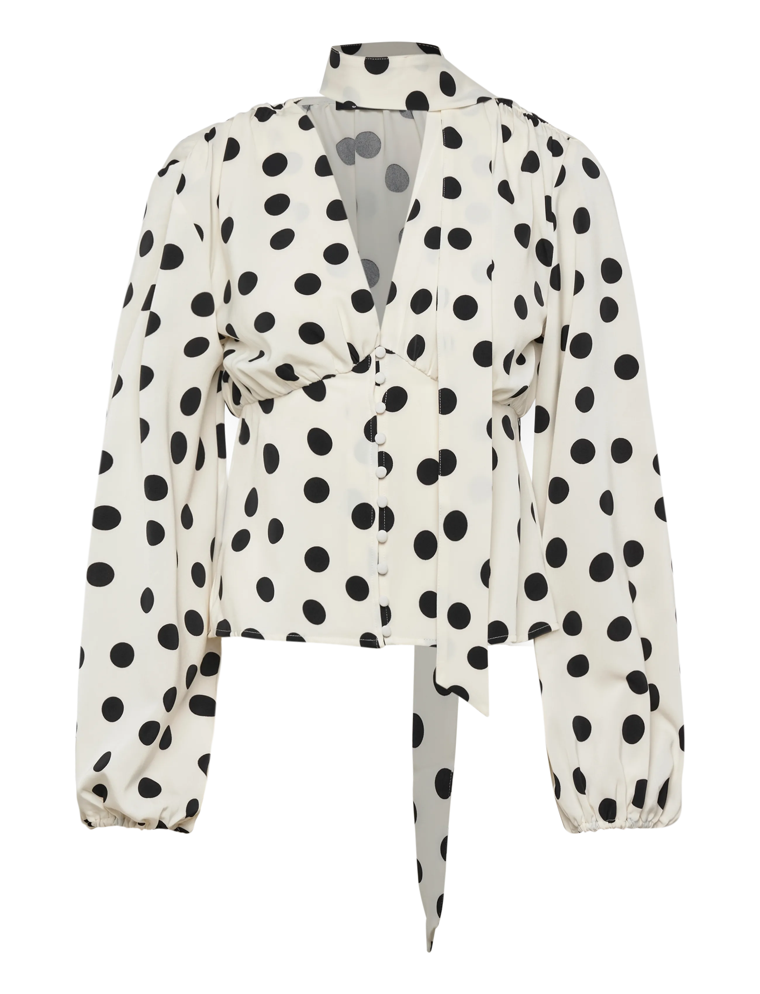 Gina Tricot Scarf top - Langærmede bluser - OFFWHITE DOT (1526) / white