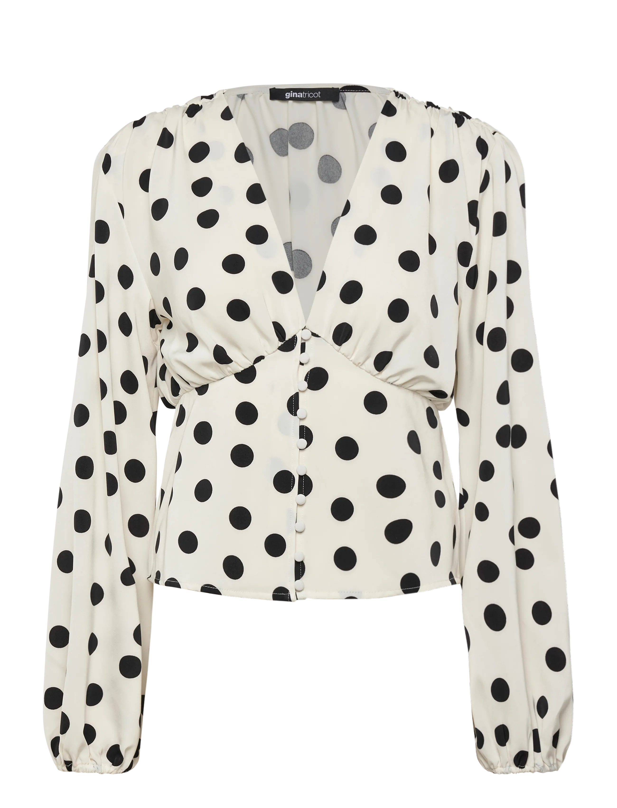 Gina Tricot - Scarf top - bluzki z długimi rękawami - offwhite dot (1526) - 2