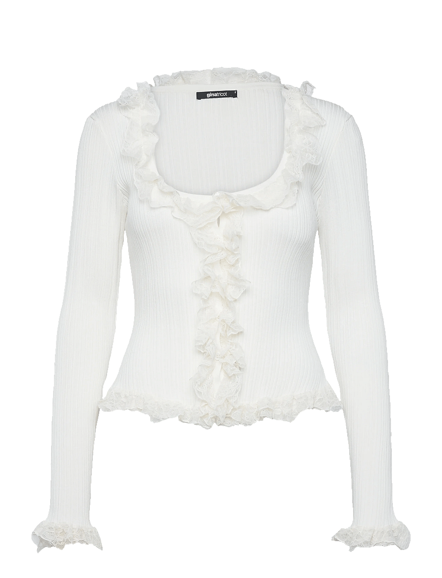 Gina Tricot - Knitted lace cardigan - koftor - ecru (1045) - 1