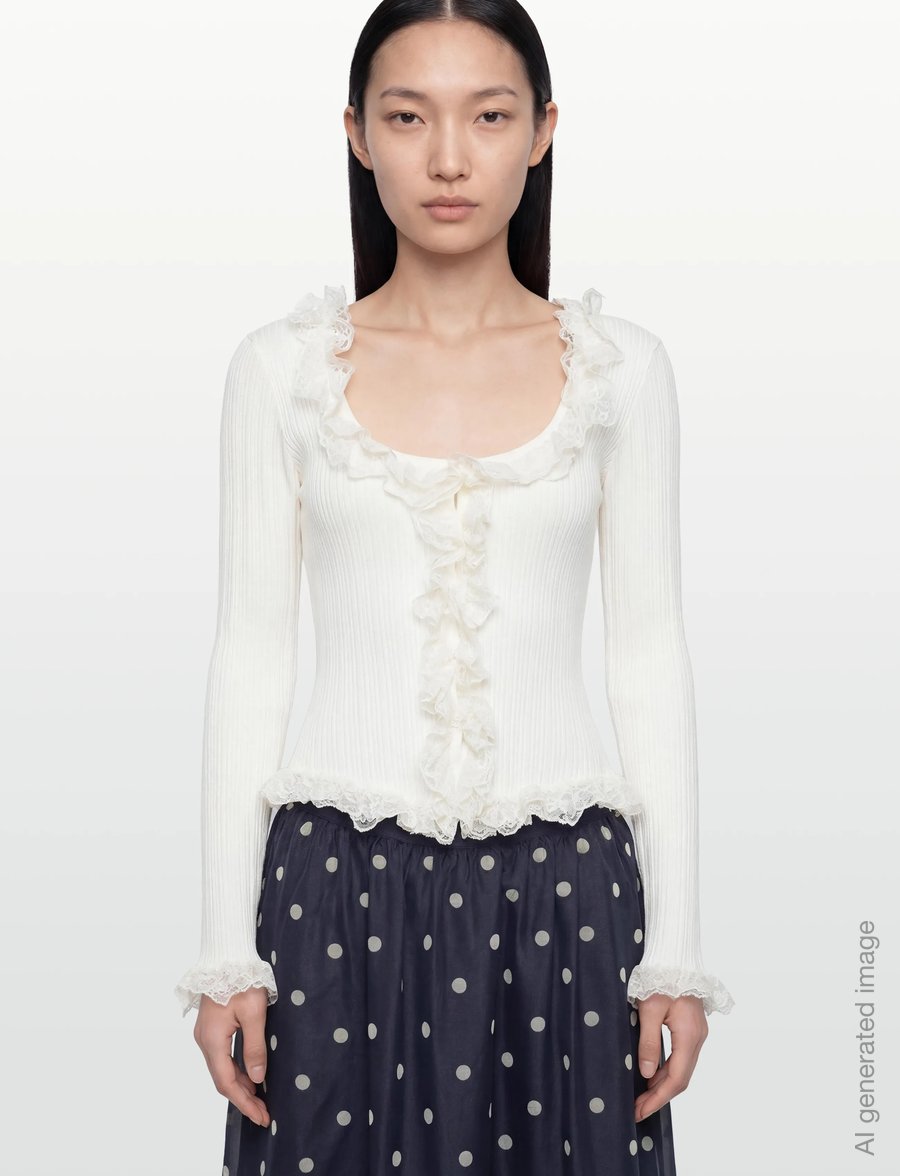 Gina Tricot - Knitted lace cardigan - koftor - ecru (1045) - 3