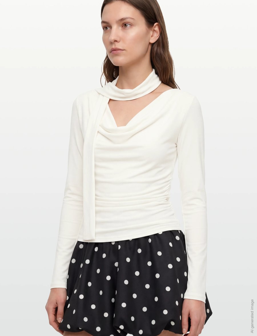 Gina Tricot - Scarf top - langärmlige tops - offwhite - 3
