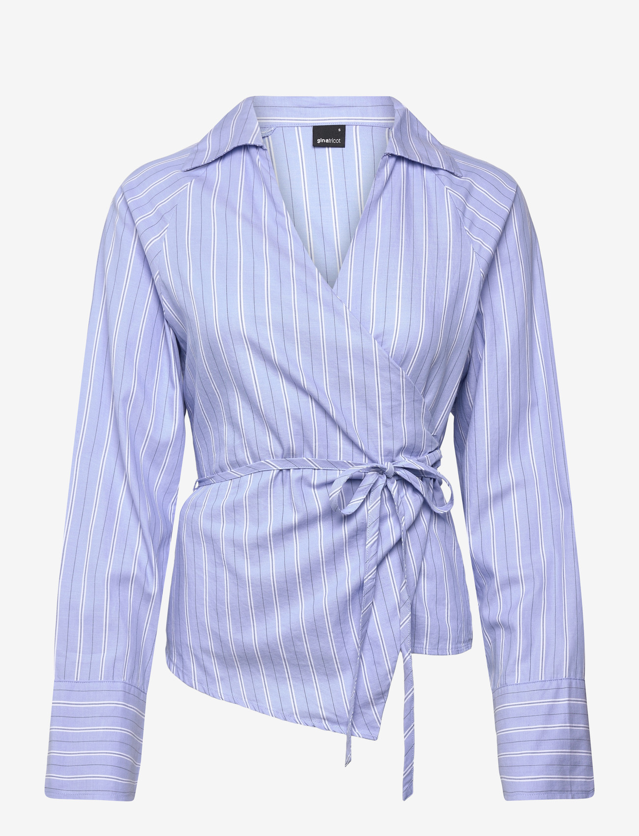 Gina Tricot - Tie front shirt - langærmede skjorter - blue/stripe (5244) - 0
