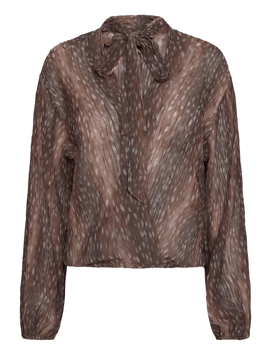 Gina Tricot - Scarf blouse - långärmade blusar - bambi aop - 0