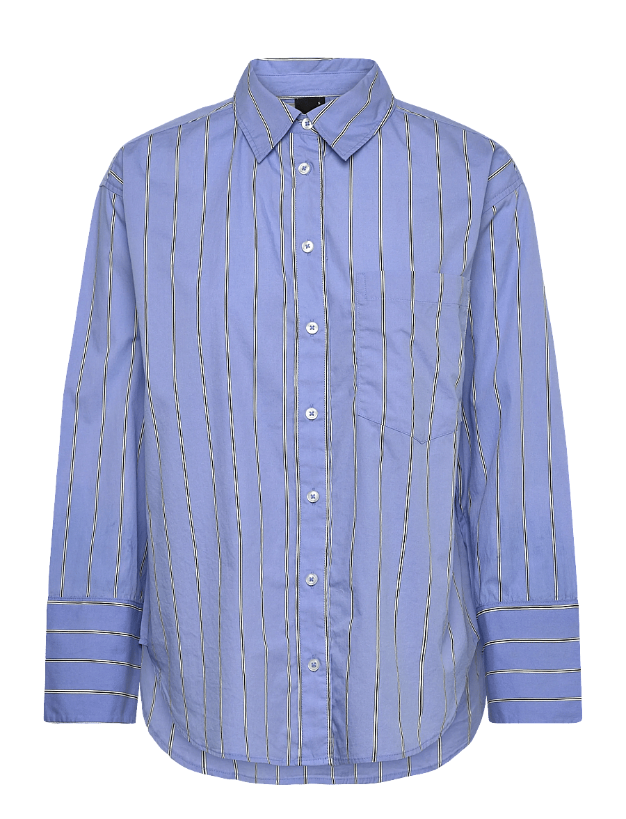 Gina Tricot - Poplin shirt - langærmede skjorter - blue stripe - 1