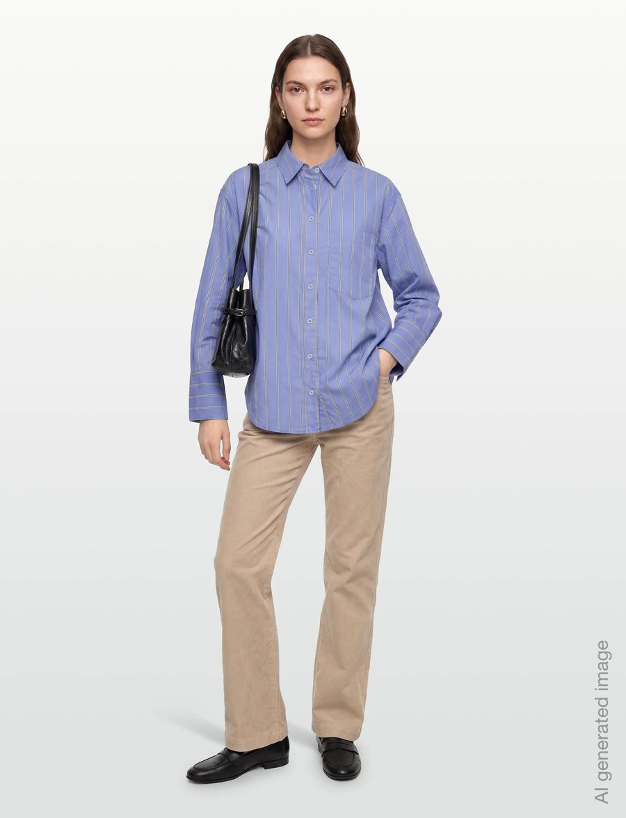 Gina Tricot - Poplin shirt - langærmede skjorter - blue stripe - 0