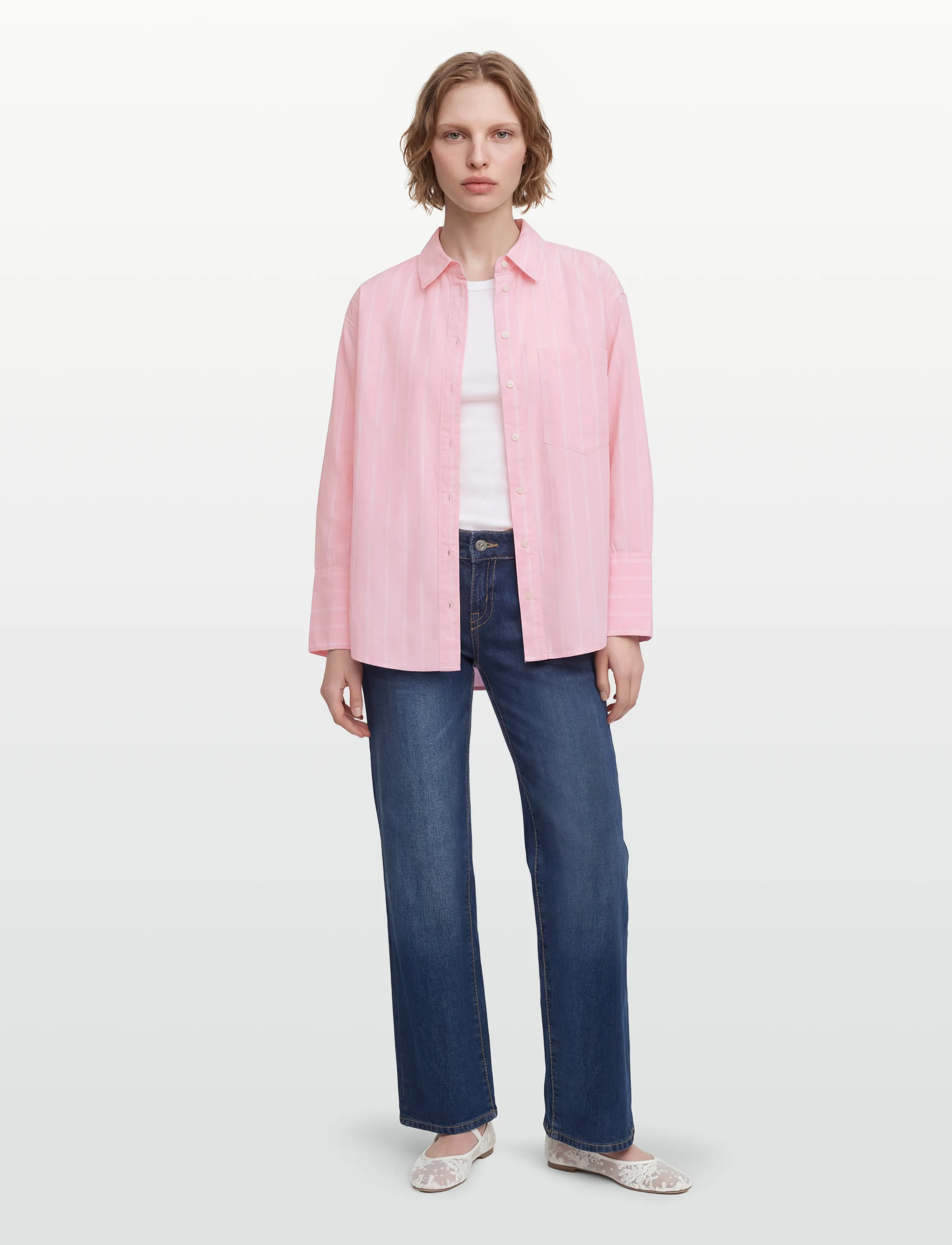 Gina Tricot Poplin shirt - Shirts - PINK/STRIPE (3122) / pink/rose