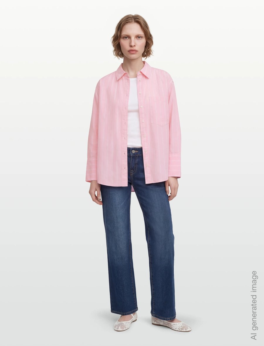 Gina Tricot - Poplin shirt - langärmlige hemden - pink/stripe (3122) - 0