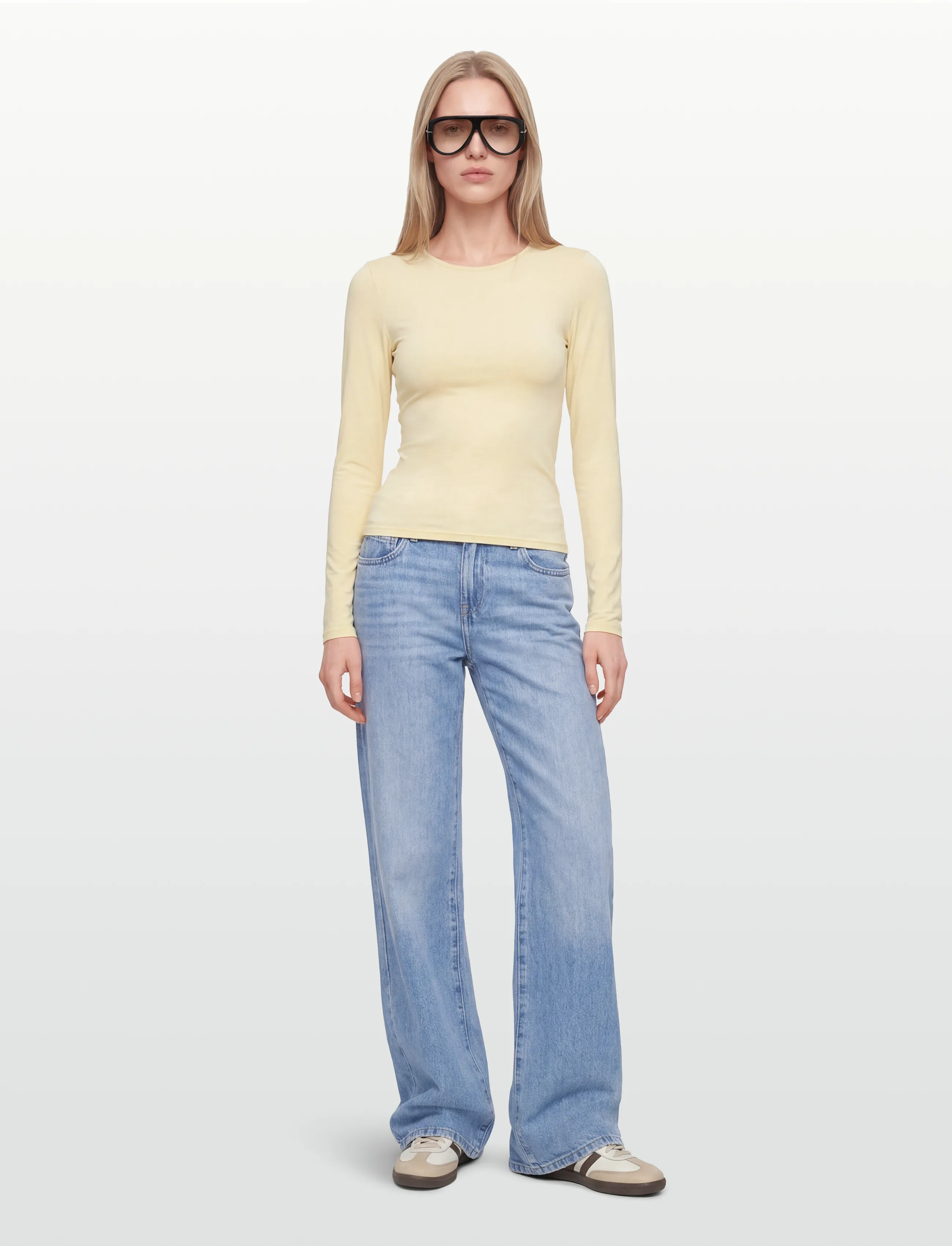 Gina Tricot Low Wide Jeans, 44, Blau - Wide, Frauen