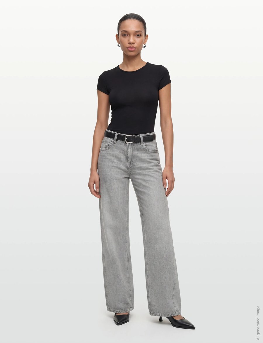 Gina Tricot - Low wide jeans - wide leg jeans - grey - 0