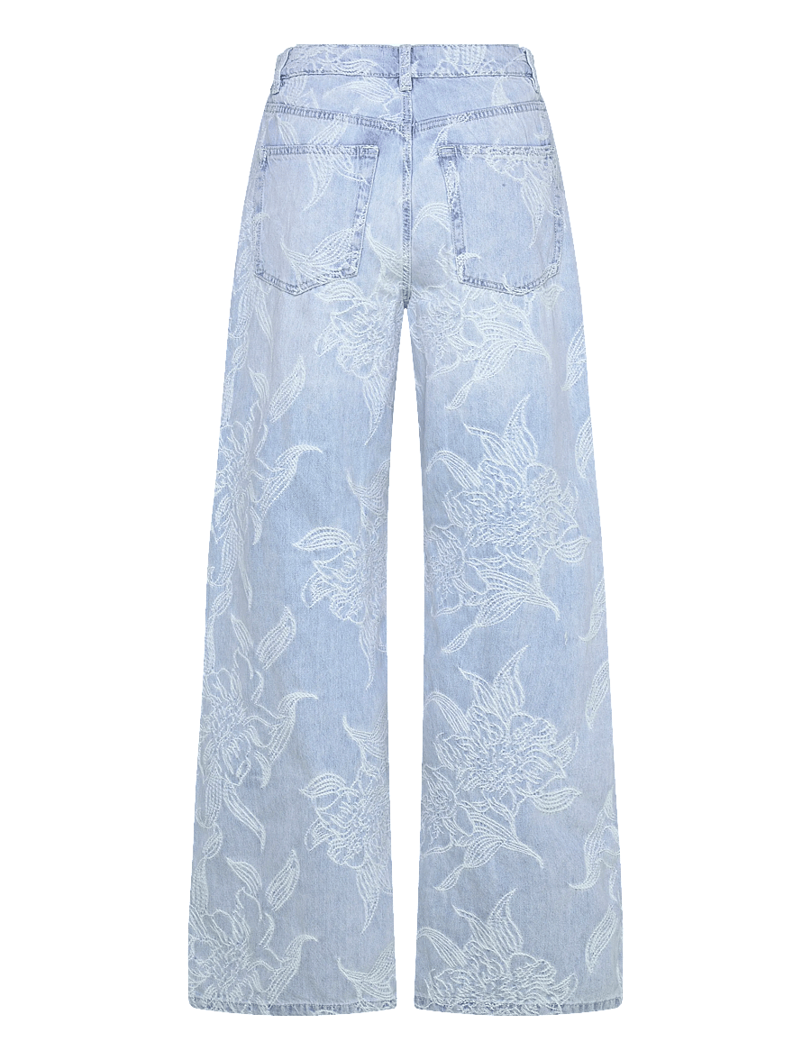 Gina Tricot - Embroidery jeans - brede jeans - blue - 2