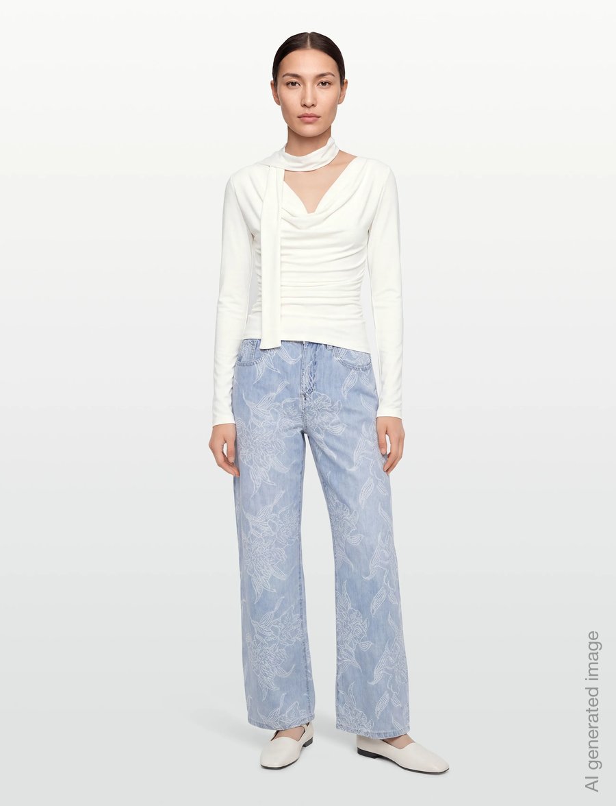 Gina Tricot - Embroidery jeans - brede jeans - blue - 0