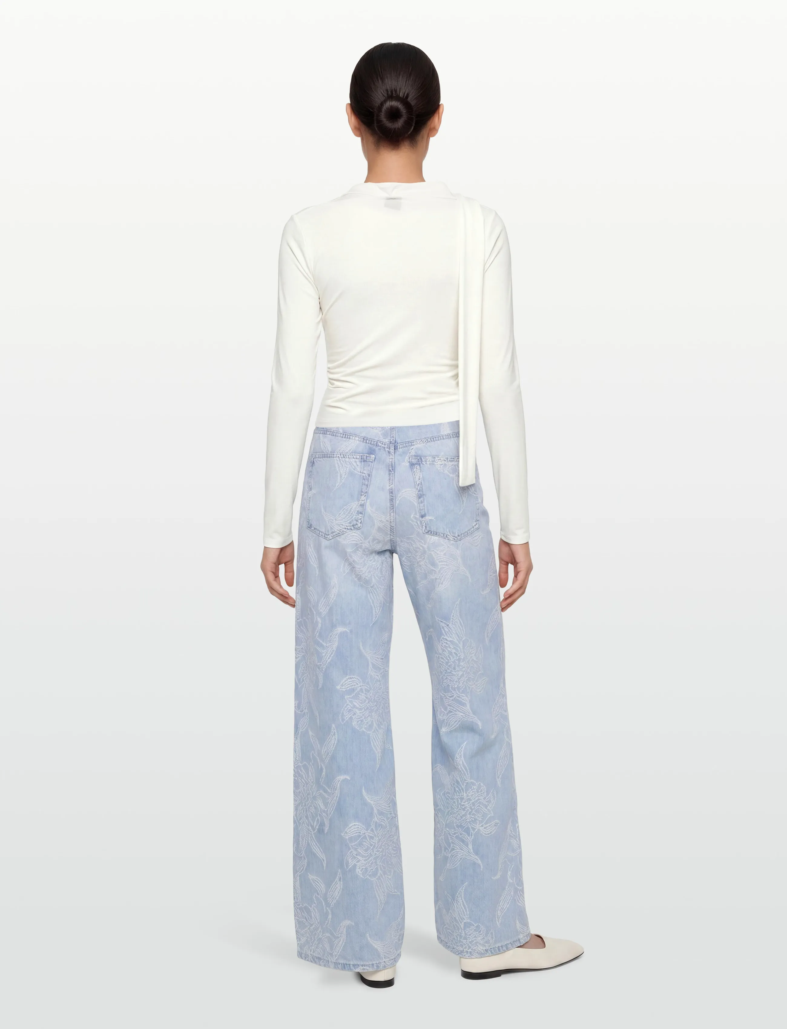 Gina Tricot - Embroidery jeans - brede jeans - blue - 4