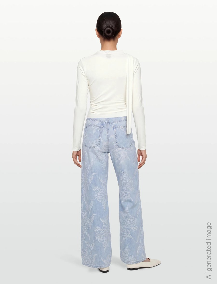 Gina Tricot - Embroidery jeans - brede jeans - blue - 4