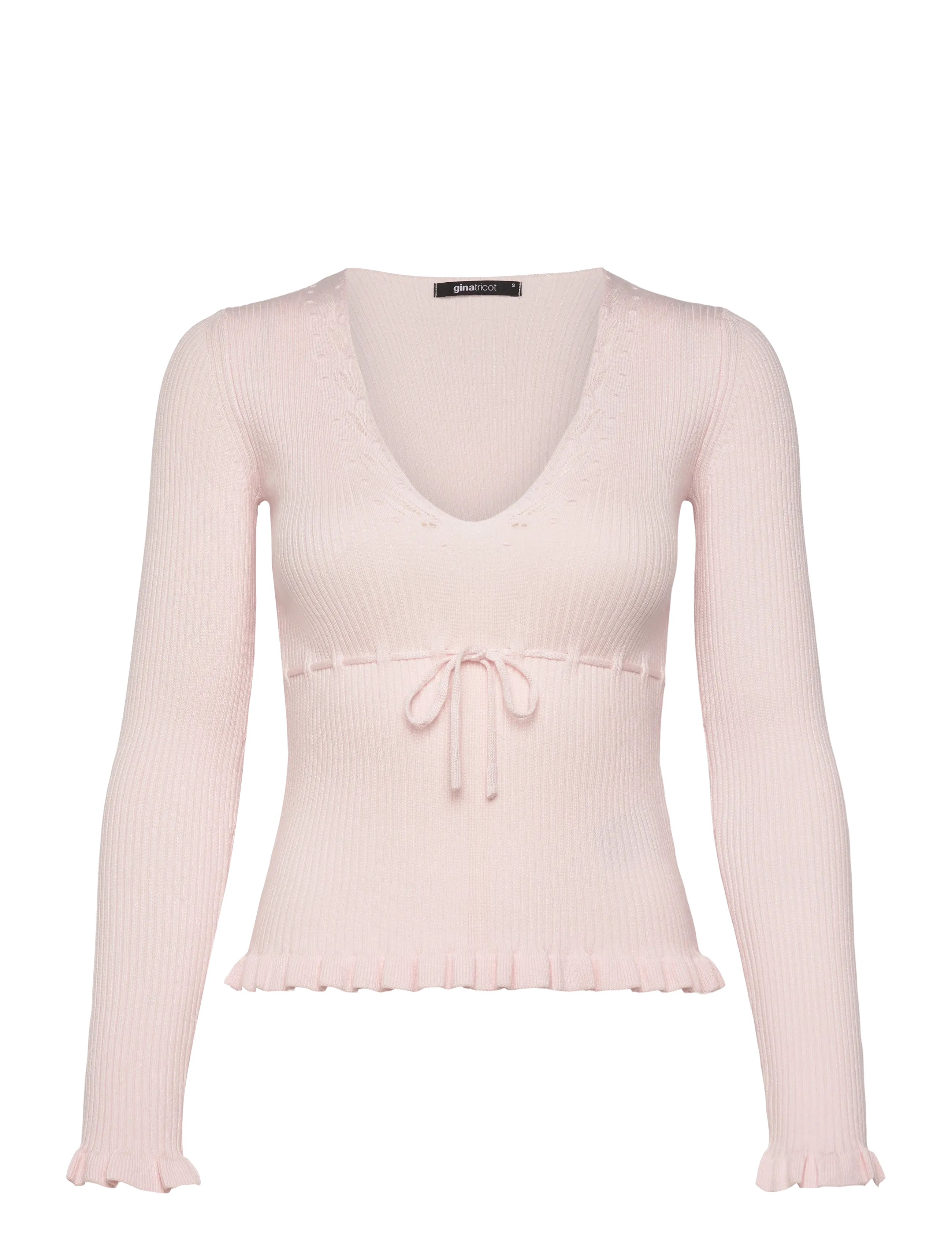 Gina Tricot Knitted frill top - T-shirts & Toppe - PINK / pink/rose