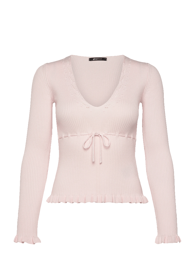 Gina Tricot - Knitted frill top - hauts à manches longues - pink - 1