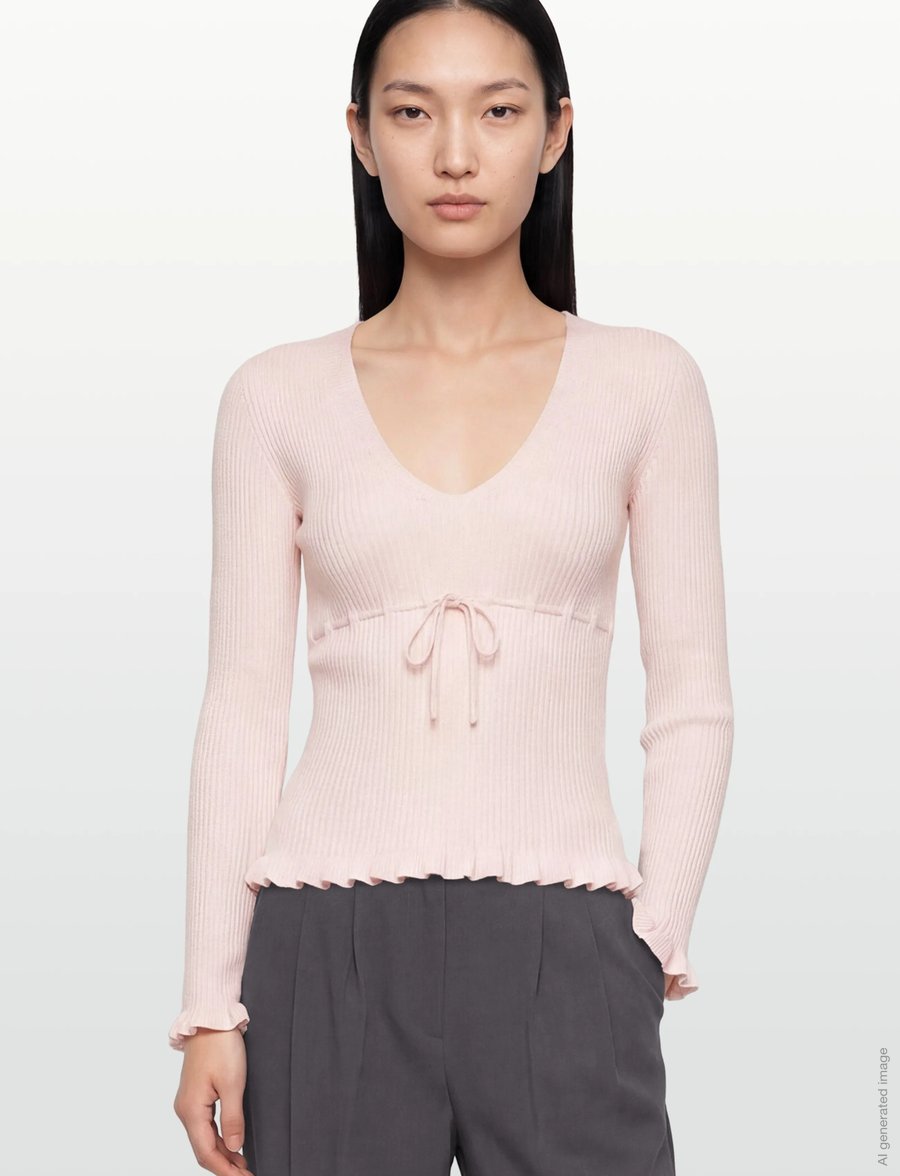 Gina Tricot - Knitted frill top - langærmede toppe - pink - 3